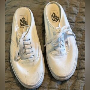 Vans Authentic White Canvas Sneakers Women’s 10 Men’s 8.5 Classic Lace Up (S8)